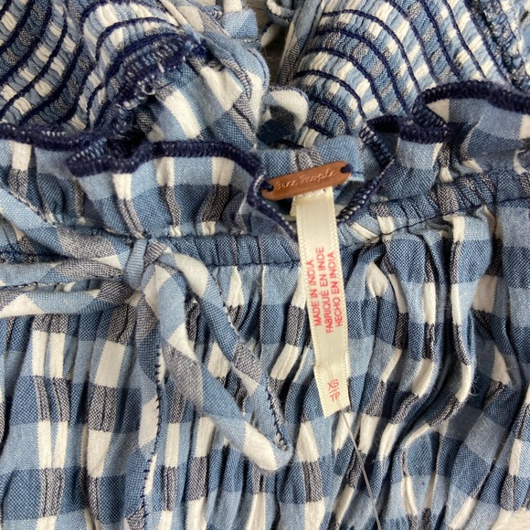 Free People Lucinda Plaid Midi Dress Size XS Square Neck Pleated - Picture 14 of 16